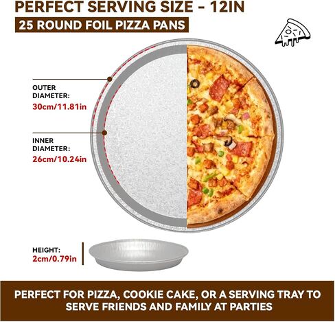 25 Pack Serving Platters, 12" Disposable Aluminium Foil Serving Trays for Party & Buffet, Silver Embossed Foil Serving Dishes/Plates for Vegetable, Fruit, Cake, Cookies in Kuwait