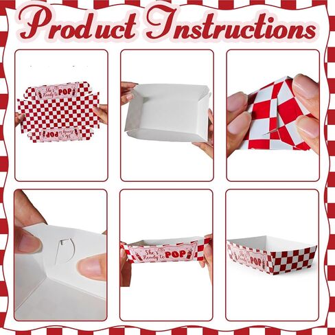 50 Pcs She's Ready to Pop Baby Shower Supplies Decorations She's Ready to Pop Food Tray Paper Plates Disposable Retro Theme Gender Reveal Party Decorations in Kuwait