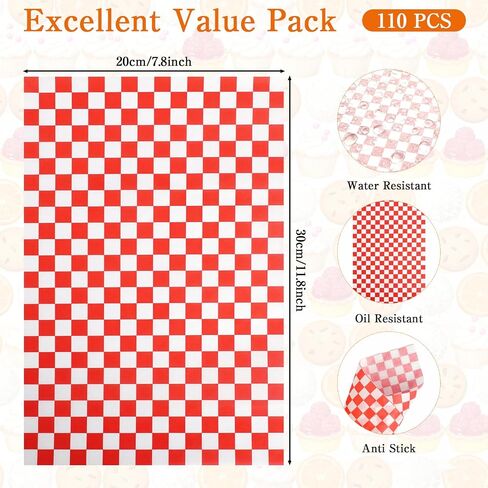 220 Pcs Paper Food Tray with Checkered Wrapping Paper Brown Greaseproof 4 Corner Pop up Paperboard Food Box Disposable Foldable Cardboard Trays for Theater Stadium in Kuwait
