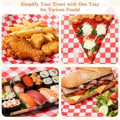220 Pcs Paper Food Tray with Checkered Wrapping Paper Brown Greaseproof 4 Corner Pop up Paperboard Food Box Disposable Foldable Cardboard Trays for Theater Stadium in Kuwait