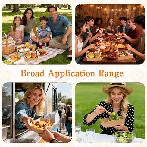 220 Pcs Paper Food Tray with Checkered Wrapping Paper Brown Greaseproof 4 Corner Pop up Paperboard Food Box Disposable Foldable Cardboard Trays for Theater Stadium in Kuwait