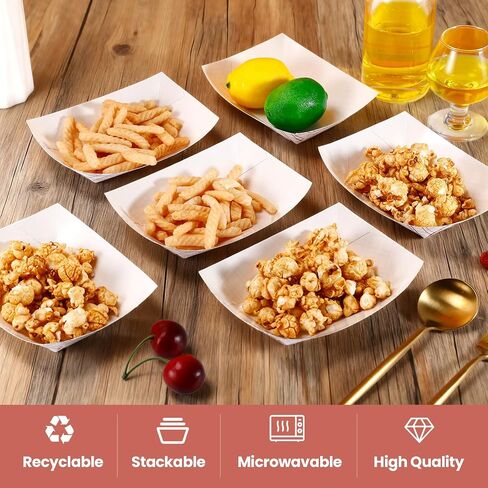 160 Pack Paper Food Trays, Disposable Paper Food Tray, Red & White Checkered Trays, Recyclable Serving Boats, Paper Food Boats for Concession Stand and Party Snacks, Nachos & Condiments in Kuwait