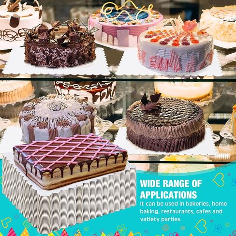 50 Pcs 13.4 x 9.8 Rectangle Cake Board Disposable Cardboard Cake Bases Grease Proof Scallop Edge Corrugated White Cakeboards Dessert and Pastry Food Tray for Pizza Desserts Pastries in Kuwait