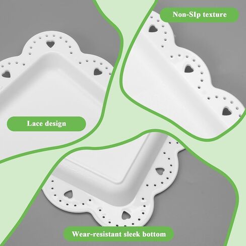 12-Pack White Serving Tray Set, 14.4" X 9.3" Rectangle Disposable Plastic Platters for Cookies, Desserts, Appetizers, Party, Wedding, Catering & Restaurant Use in Kuwait