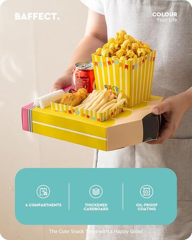 Baffect Small Movie Night Snack Trays 64pcs Include 16 Movie Night Trays, 16 Popcorn Boxes, 16 Salad Bowls, 16 Back to School Party Invitations, Movie Night Supplies for Nacho Bar (Pencil Shaped) in Kuwait