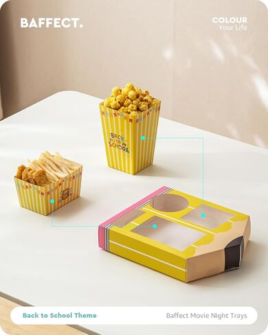 Baffect Small Movie Night Snack Trays 64pcs Include 16 Movie Night Trays, 16 Popcorn Boxes, 16 Salad Bowls, 16 Back to School Party Invitations, Movie Night Supplies for Nacho Bar (Pencil Shaped) in Kuwait