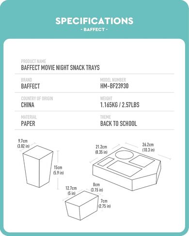 Baffect Small Movie Night Snack Trays 64pcs Include 16 Movie Night Trays, 16 Popcorn Boxes, 16 Salad Bowls, 16 Back to School Party Invitations, Movie Night Supplies for Nacho Bar (Pencil Shaped) in Kuwait