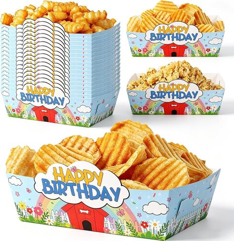 FYSUIMU 24 Pcs Cartoon Dog Red House Party Supplies Happy Birthday Paper Food Trays Anime Puppy Disposable Serving Tray Food Boats for Birthday Party Decorations Supplies in Kuwait