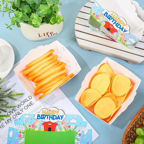 FYSUIMU 24 Pcs Cartoon Dog Red House Party Supplies Happy Birthday Paper Food Trays Anime Puppy Disposable Serving Tray Food Boats for Birthday Party Decorations Supplies in Kuwait