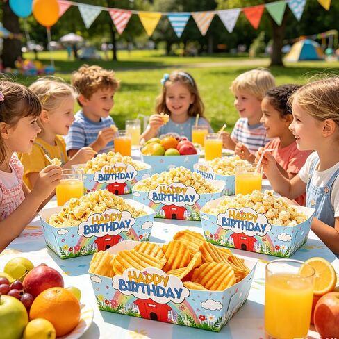 FYSUIMU 24 Pcs Cartoon Dog Red House Party Supplies Happy Birthday Paper Food Trays Anime Puppy Disposable Serving Tray Food Boats for Birthday Party Decorations Supplies in Kuwait