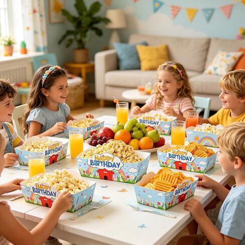 FYSUIMU 24 Pcs Cartoon Dog Red House Party Supplies Happy Birthday Paper Food Trays Anime Puppy Disposable Serving Tray Food Boats for Birthday Party Decorations Supplies in Kuwait