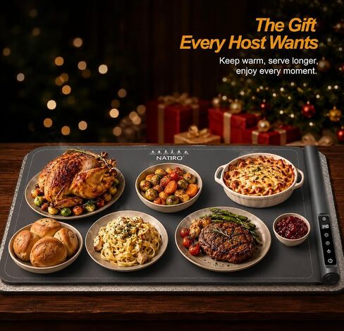 Warming Mat for Food Extra Large 36x16 Inch 500W, Food Warming Mat for Countertop, Includes Insulated Mat, Roll-Up Silicone, 1-6H Timer, Child Lock in Kuwait