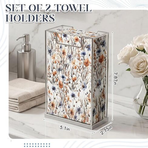 Domensi 2 Pack Acrylic Napkin Holder, Clear Vertical Guest Towel Dispenser 4 mm Thick, Waterproof Stackable Napkin Holders for Paper, for Bathroom Kitchen Dining Table Home Hotel, Modern Gift in Kuwait