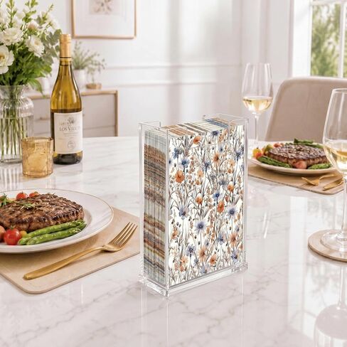 Domensi 2 Pack Acrylic Napkin Holder, Clear Vertical Guest Towel Dispenser 4 mm Thick, Waterproof Stackable Napkin Holders for Paper, for Bathroom Kitchen Dining Table Home Hotel, Modern Gift in Kuwait