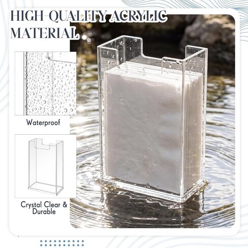 Domensi 2 Pack Acrylic Napkin Holder, Clear Vertical Guest Towel Dispenser 4 mm Thick, Waterproof Stackable Napkin Holders for Paper, for Bathroom Kitchen Dining Table Home Hotel, Modern Gift in Kuwait