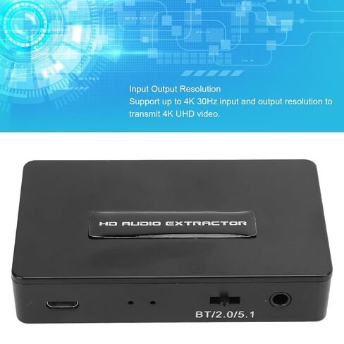 محول مستخرج الصوت HDMI 4K 30 هرتز، HDMI إلى HDMI بلوتوث SPDIF 3.5 مم مستخرج الصوت يدعم بلوتوث 2.0CH 5.1CH، لأجهزة الكمبيوتر المحمول ومكبر الصوت in Kuwait