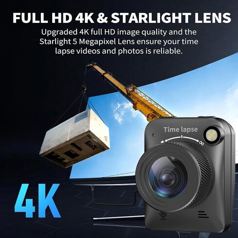 كاميرا 4K Time Lapse في الهواء الطلق، مصنع البناء، الحياة الجوية، التركيز اليدوي، IP66 مقاومة للماء، عمر البطارية 6 أشهر، بطاقة TF سعة 32 جيجابايت متضمنة in Kuwait