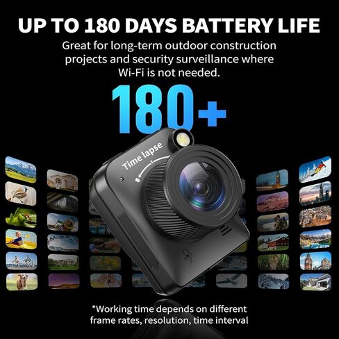 كاميرا 4K Time Lapse في الهواء الطلق، مصنع البناء، الحياة الجوية، التركيز اليدوي، IP66 مقاومة للماء، عمر البطارية 6 أشهر، بطاقة TF سعة 32 جيجابايت متضمنة in Kuwait