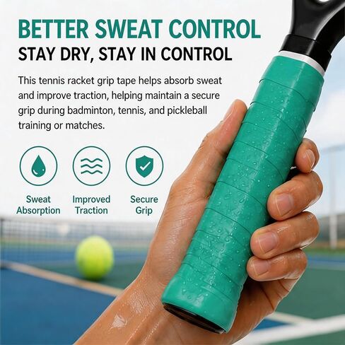 Tennis Racket Grip Tape Set, Soft Anti-Slip Tennis Overgrip for Sweat Absorption, Comfortable Tennis Grip Tape Wrap for Tennis, Badminton & Pickleball Rackets(15-Color) in Kuwait