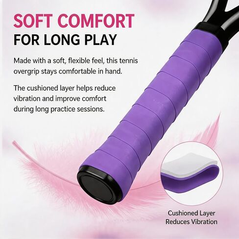 Tennis Racket Grip Tape Set, Soft Anti-Slip Tennis Overgrip for Sweat Absorption, Comfortable Tennis Grip Tape Wrap for Tennis, Badminton & Pickleball Rackets(15-Color) in Kuwait