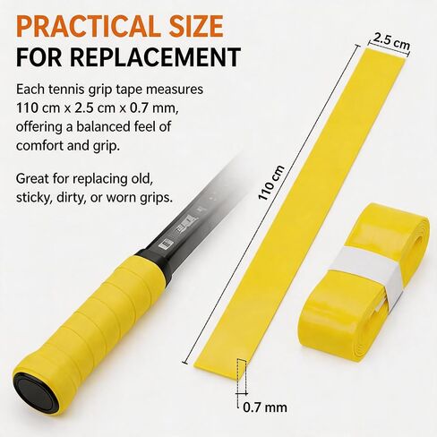 Tennis Racket Grip Tape Set, Soft Anti-Slip Tennis Overgrip for Sweat Absorption, Comfortable Tennis Grip Tape Wrap for Tennis, Badminton & Pickleball Rackets(15-Color) in Kuwait