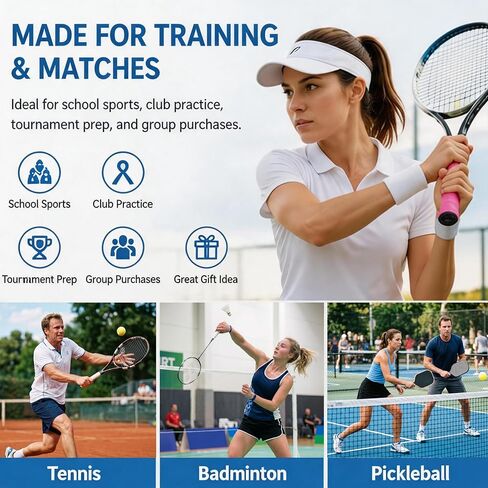 Tennis Racket Grip Tape Set, Soft Anti-Slip Tennis Overgrip for Sweat Absorption, Comfortable Tennis Grip Tape Wrap for Tennis, Badminton & Pickleball Rackets(15-Color) in Kuwait