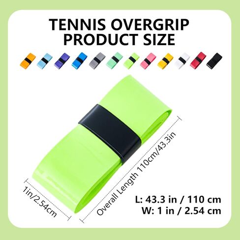 12 Pcs Tennis Racket Grip Tape1 inch Grip Size Anti-Slip Sweat Absorbent 12 Colorful Options Self Adhesive Thin Comfortable for Tennis Badminton Squash Rackets Fishing Rods Bike Handlebars Hiking Pole in Kuwait