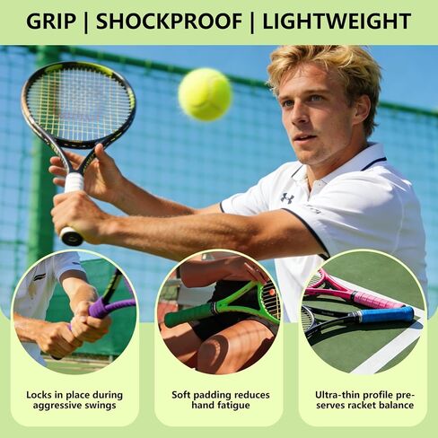 12 Pcs Tennis Racket Grip Tape1 inch Grip Size Anti-Slip Sweat Absorbent 12 Colorful Options Self Adhesive Thin Comfortable for Tennis Badminton Squash Rackets Fishing Rods Bike Handlebars Hiking Pole in Kuwait