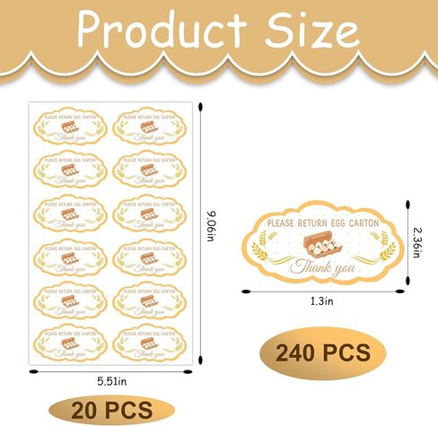 Please Return Egg Carton Stickers, 240 Pcs Egg Carton Labels, Reusable Egg Stickers for Carton Return Management, Farm Fresh Eggs Packaging Supplies in Kuwait