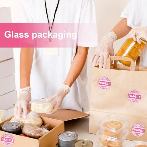 500pcs Fragile Stickers for Shipping, 2 Inch Round Handle with Love Thank You Labels Cute Pink Fragile Stickers for Packing Boxes Moving Glassware & Breakable Items in Kuwait