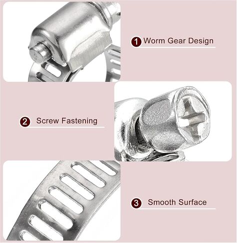 Worm Gear Hose Clamp, 12pieces 3/8" - 5/8" Adjustable Stainless Steel Hose Clamps Duct Clamp for Securing Hose, Pipe, Plumbing, Tube and Fuel Line in Kuwait
