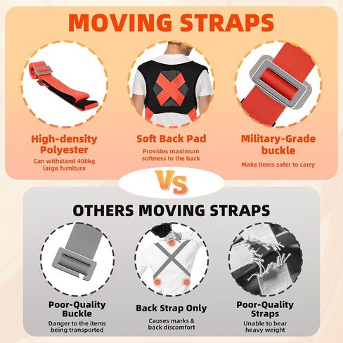 2 Pairs Moving Straps,Adjustable Lifting Straps for 2 Movers,Easily and Safely Move Furniture,Perfect for Lifting and Moving Heavy Objects in Kuwait