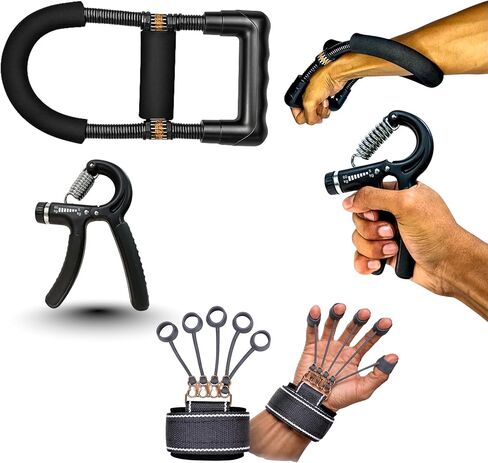 Grip Strength Trainer Kit - Forearm Strengthener – Finger Exerciser, Wrist & Forearm Training Set | Boost Grip Strength, Strength Builder | Arm Exerciser at Home Forearm Workout for Muscle Building, Arm Wrestling in Kuwait