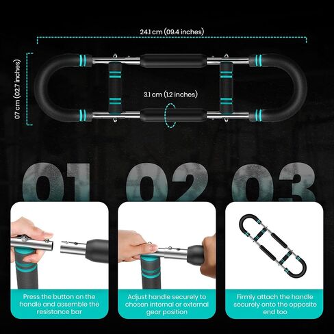 Adjustable Twister Arm Trainer for Home Exercise-Heavy Duty Upper Body. Strengthener with Cast Iron Build, Steel. Spring & Soft Foam Grip (30-50kg) Resistance for Arm, Chest & Shoulder Workouts. in Kuwait