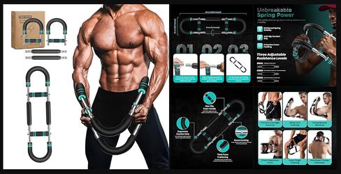 Adjustable Twister Arm Trainer for Home Exercise-Heavy Duty Upper Body. Strengthener with Cast Iron Build, Steel. Spring & Soft Foam Grip (30-50kg) Resistance for Arm, Chest & Shoulder Workouts. in Kuwait