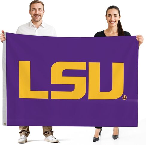 LSU Tigers College Sports Printed Flag - NCAA Licensed - Nylon - School Banner (Purple, Yellow) (5' x 8') in Kuwait