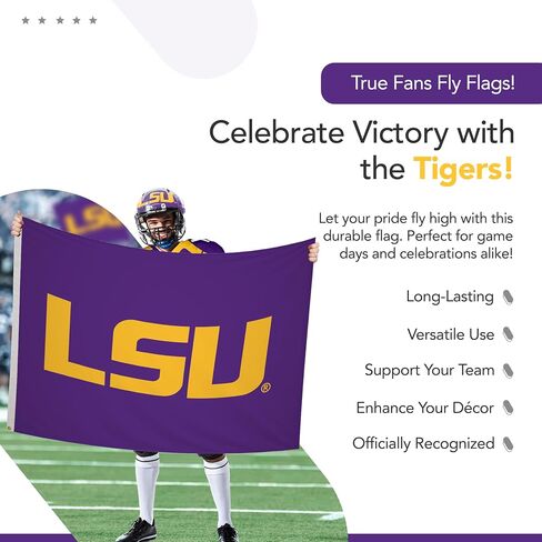 LSU Tigers College Sports Printed Flag - NCAA Licensed - Nylon - School Banner (Purple, Yellow) (5' x 8') in Kuwait