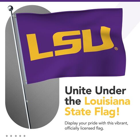LSU Tigers College Sports Printed Flag - NCAA Licensed - Nylon - School Banner (Purple, Yellow) (5' x 8') in Kuwait
