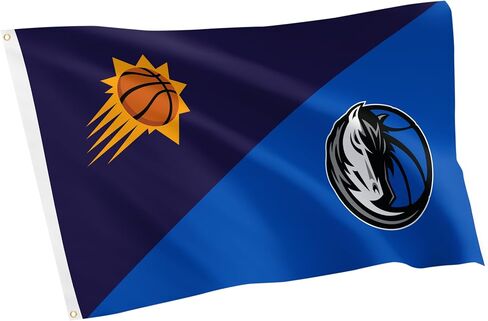 Desert Cactus Phoenix Suns x Dallas Mavericks Flag - 3 x 5 Feet NBA Banner, Indoor/Outdoor Durable Fabric, 100% Polyester Design (House Rivals) in Kuwait