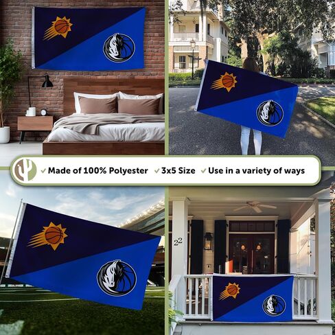 Desert Cactus Phoenix Suns x Dallas Mavericks Flag - 3 x 5 Feet NBA Banner, Indoor/Outdoor Durable Fabric, 100% Polyester Design (House Rivals) in Kuwait