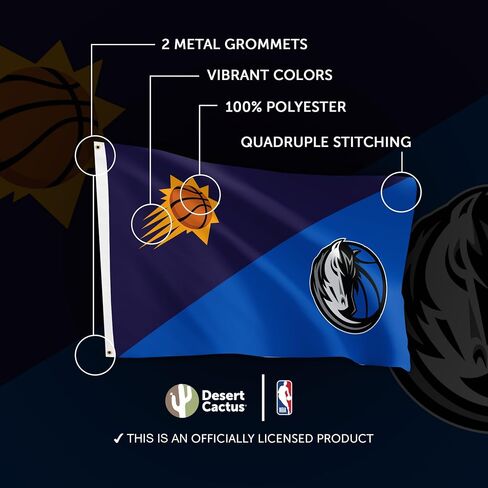 Desert Cactus Phoenix Suns x Dallas Mavericks Flag - 3 x 5 Feet NBA Banner, Indoor/Outdoor Durable Fabric, 100% Polyester Design (House Rivals) in Kuwait