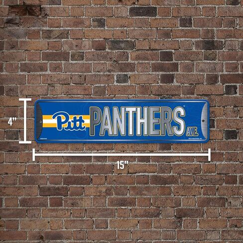 Rico Industries NCAA Pitt Panthers Metal Street Sign 4" x 15" Home Décor - Bedroom - Office - Man Cave in Kuwait