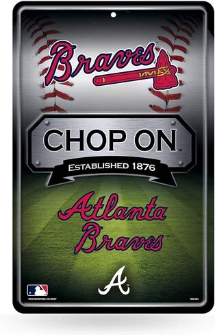 Rico MLB Braves 11X17 Large Embossed Metal Wall Sign in Kuwait
