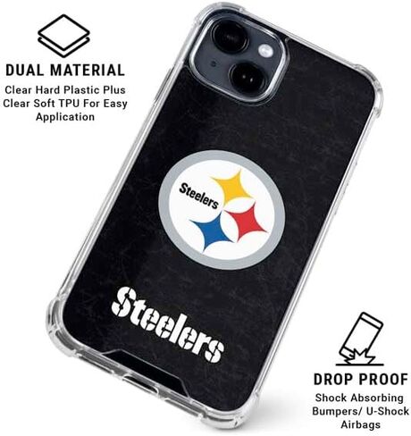 حافظة هاتف Skinit الشفافة متوافقة مع iPhone 14 - تصميم مرخص رسميًا من NFL Pittsburgh Steelers in Kuwait