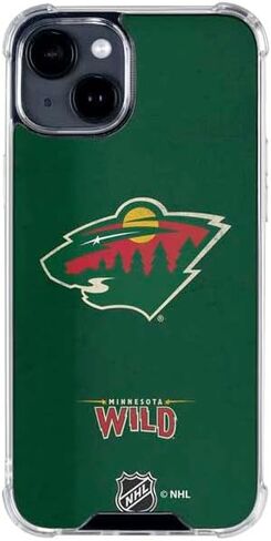 Skinit Clear Phone Case Compatible with iPhone 15 - Officially Licensed NHL Minnesota Wild Distressed Design in Kuwait