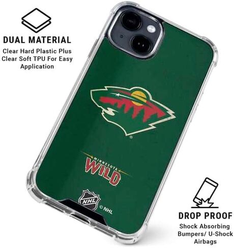 Skinit Clear Phone Case Compatible with iPhone 15 - Officially Licensed NHL Minnesota Wild Distressed Design in Kuwait