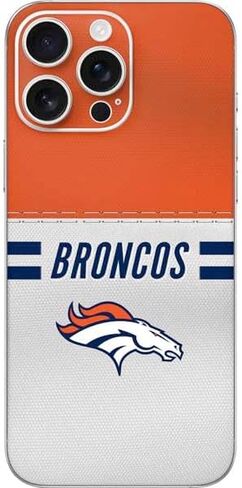 Skinit Decal Phone Skin Compatible with iPhone 16 Pro Max - Officially Licensed NFL Denver Broncos White Striped Design in Kuwait
