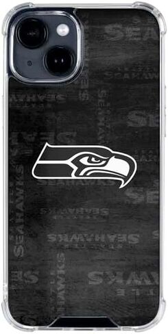 Skinit Clear Phone Case Compatible with iPhone 15 - Officially Licensed NFL Seattle Seahawks Black & White Design in Kuwait