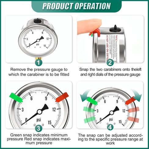 -30inHG-0PSI Stainless Steel Glycerin Liquid Filled Vacuum Pressure Gauge 1/4" NPT 2.5" Face Dial, Back Mount, for Water, Oil and Air Pressure Testing (with Range Mark Pointer) in Kuwait