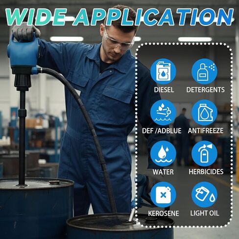 Electric Drum Pump, 55 Gallon AC/DC Drum Transfer Pump with Adjustable Suction Tube, Portable Electric Barrel Transfer System for Oil, Diesel, DEF, Water, Automotive & Industrial Use in Kuwait